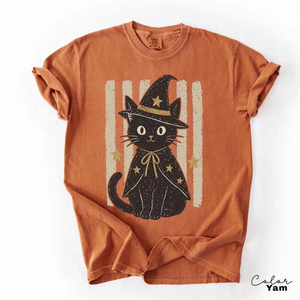 Black Cat Witch Halloween Shirt, Cat Tee, Witch T-Shirt